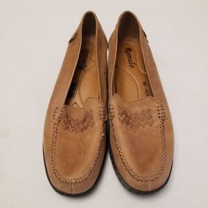 ROMULO Tan Leather Slip On Loafers